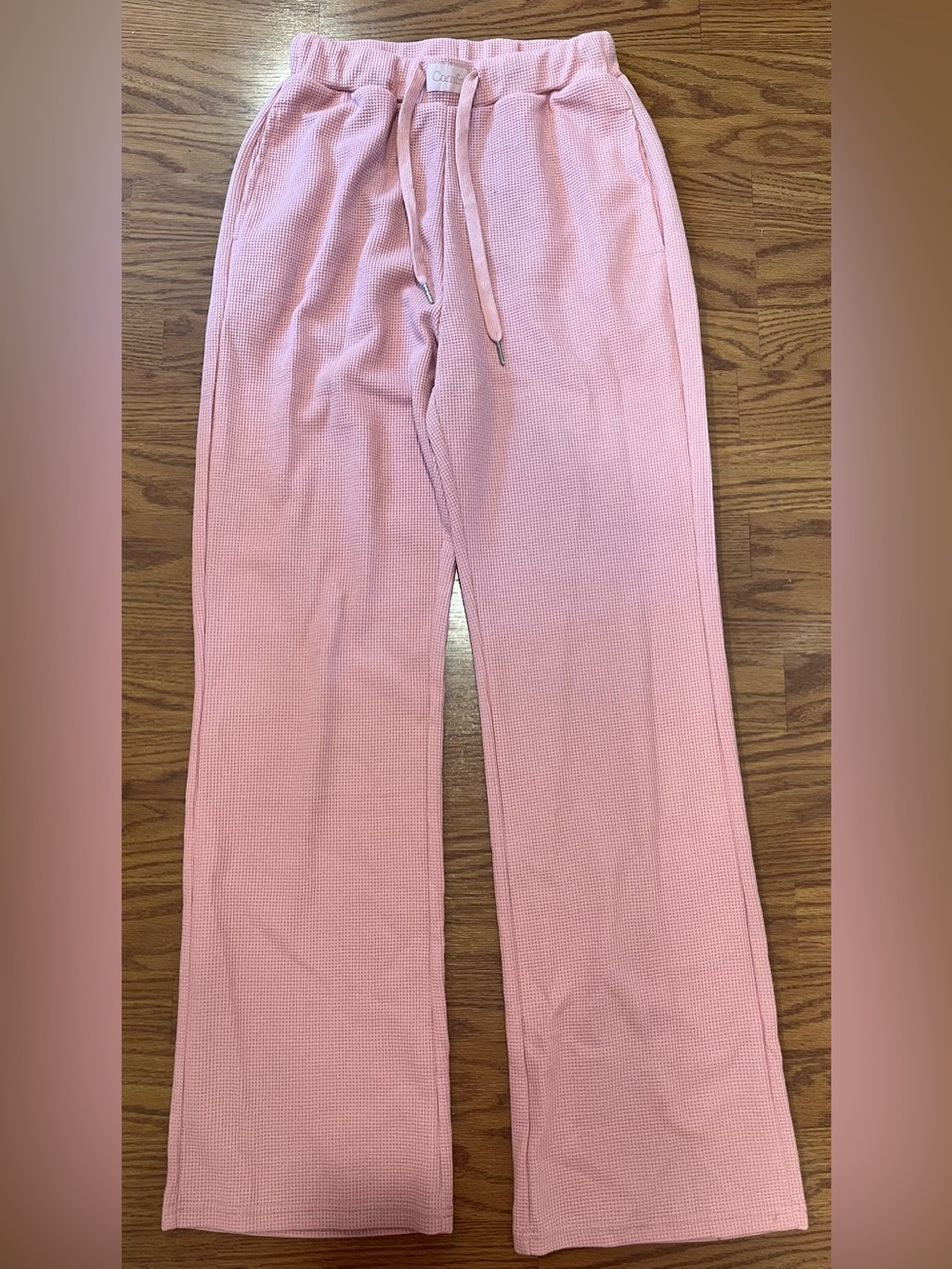 Comfrt Pink Waffle Knit Wide Leg Lounge Pants Women’s XS EUC